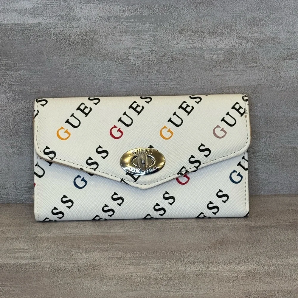 GUESS Willie Slim Clutch Multicolor Logo Wallet